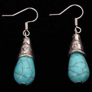 Elegant Blue Turquoise Dangle Earrings #J228